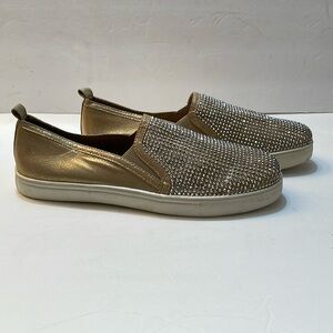 Ladies Gold studded slip-on Shoes Sz 10 Preowned
